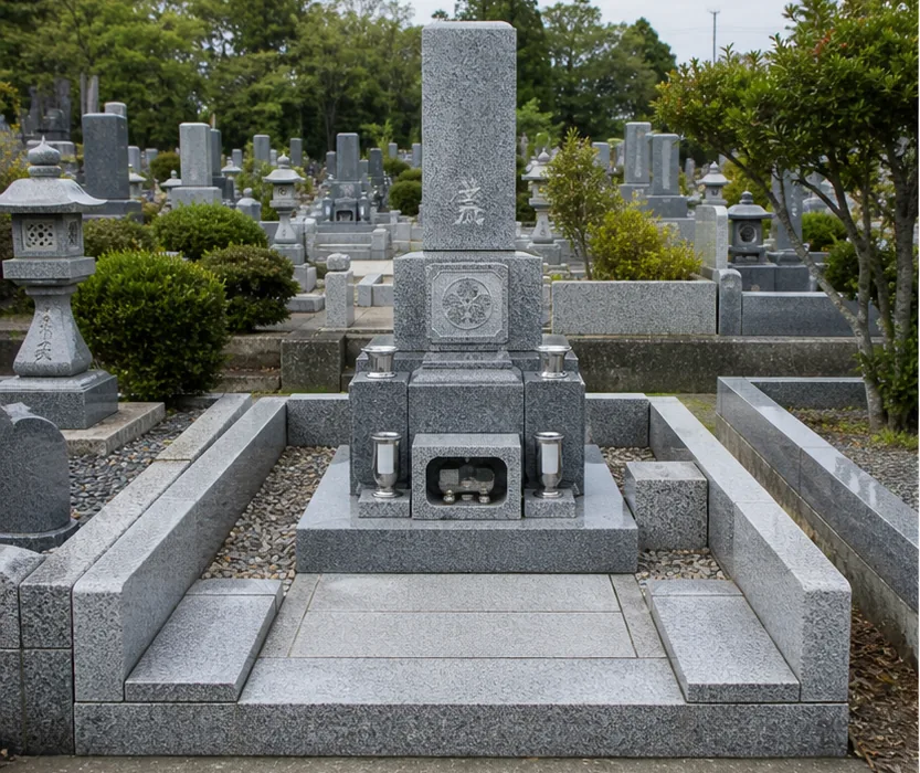 墓石や外柵を撤去する前の墓所